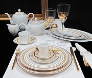 Набор посуды чайный, 15 предметов, фарфор, серия GOLDEN STRIPES PORCEL магазин «Аура Дома»