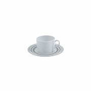 Чашка чайная (230 мл) с блюдцем (16 см), фарфор, серия SILVER STRIPES PORCEL магазин «Аура Дома»