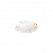 Чашка чайная (белая, 250 мл) с блюдцем (15 см), фарфор, серия VIVIAN