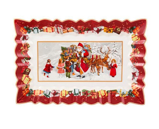 Прямоугольное блюдо "Фантазия" от Villeroy & Boch - Санта-Клаус с детьми, 35,5 x 23 x 3,5 см