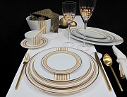 Набор столовой посуды обеденный, фарфор, 41 предмет, серия GOLDEN STRIPES PORCEL магазин «Аура Дома»