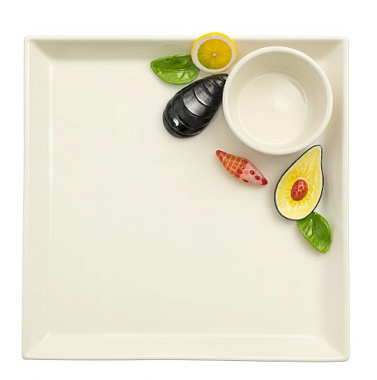 Блюдо квадратное керамическое "Ракушки", размер: 32x32 см