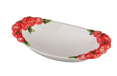Блюдо овальное глубокое керамическое "Томаты", размер: 40х22 см