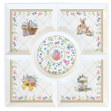 Блюдо сервировочное фарфоровое SPRING BLOOM, размер: 25x25 см в подарочной упаковке