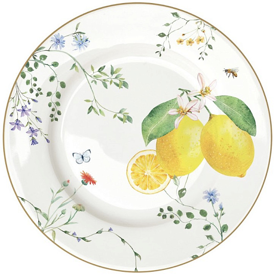 Тарелка десертная фарфоровая FLEURS ET CITRONS, д. 19 см