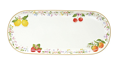 Блюдо сервировочное фарфоровое FANCY FRUIT, размер: 34x15 см в подарочной упаковке