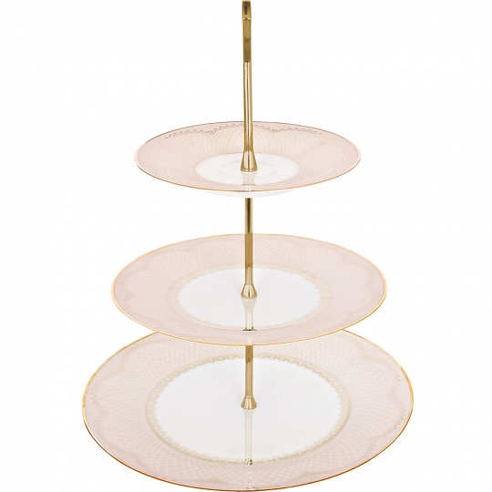 Тортница с 3 тарелками, диаметр самой большой 28см, набор столовой посуды BALLET GRACE 