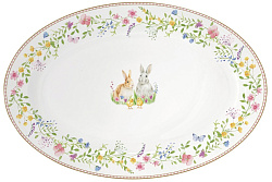 Блюдо сервировочное фарфоровое HAPPY EASTER, размер: 35x23,5 см в подарочной упаковке
