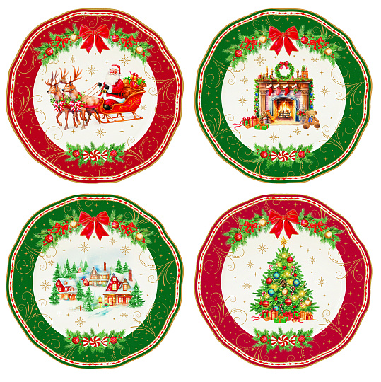 Набор тарелок фарфоровых CHRISTMAS HERITAGE (4 шт), д. 20 см в подарочной упаковке