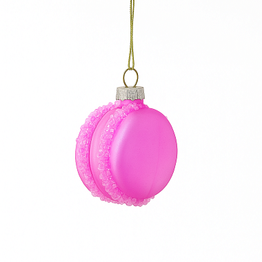 Игрушка новогодняя стеклянная  "Макарунс pink"  диаметр 5,7 см, высота 7,3 см