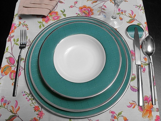 Набор столовой посуды обеденный, 41 предмет, фарфор, серия ETHEREAL ULTRAMARINE GREEN