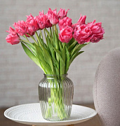 Тюльпаны, букет (бахромчатые 3 шт + закрытые 2 шт) (темно-розовый)  магазин «Аура Дома»