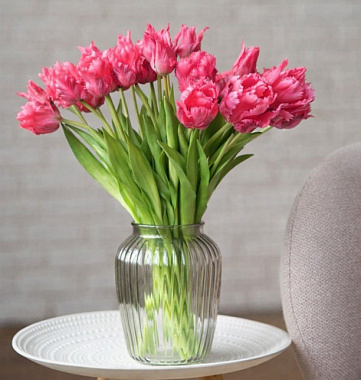 Тюльпаны, букет (бахромчатые 3 шт + закрытые 2 шт) (темно-розовый)