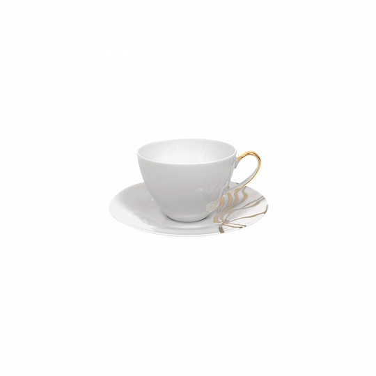 Чашка чайная (340 мл) с блюдцем (17 см), фарфор, серия FIUME D'ORO