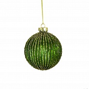 Игрушка елочная декоративная шар, стекло, д. 10 см (зелёная)