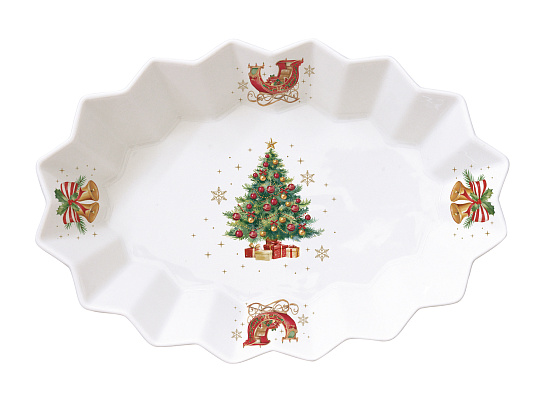 Блюдо сервировочное фарфоровое CHRISTMAS TALE, размер: 25x17 см в подарочной упаковке