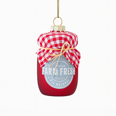 Игрушка новогодняя стеклянная  "Домашнее варенье"  диаметр 5 см, высота 9,6 см