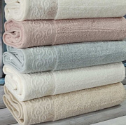 картинка Полотенце махровое SILA, состав: 100% хлопок, размер: 70х140 см, цвет: бежевый  магазин «Аура Дома»