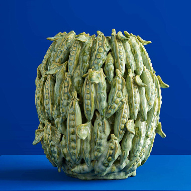 Ваза "Заленый  горошек", керамика, 29x28,5x31,5 см, ручная работа