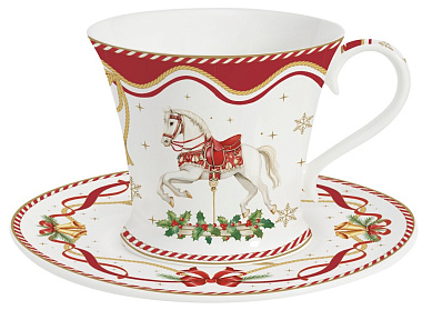 Чайная пара фарфоровая CHRISTMAS TALE, объем 200 мл в подарочной упаковке