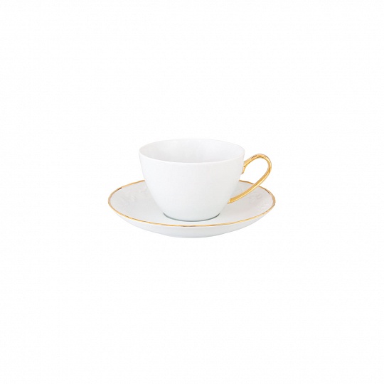 Чашка чайная (230 мл) с блюдцем белым (15 см), фарфор, серия VIVIAN