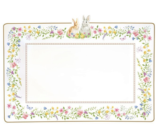 Блюдо сервировочное фарфоровое HAPPY EASTER, размер: 36x24 см в подарочной упаковке