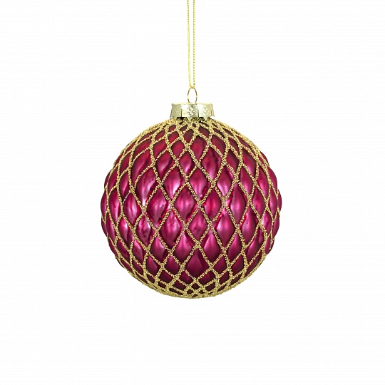 Игрушка елочная декоративная шар, стекло, д. 10 см (фиолетовая)