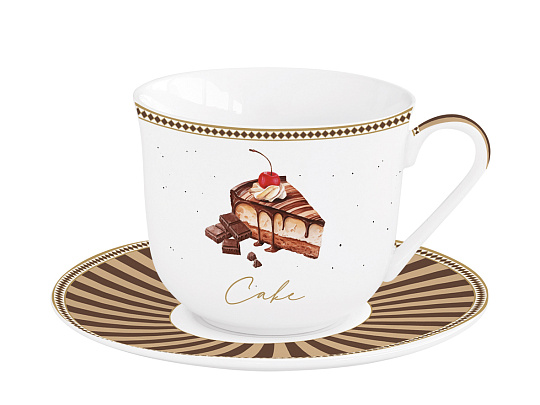 Чайная пара фарфоровая SWEET MOMENTS, объем 370 мл в подарочной упаковке