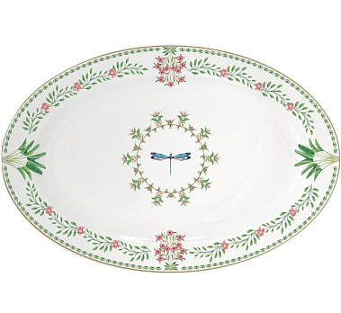 Блюдо сервировочное фарфоровое BOTANIC CHIC, размер: 35x23,5 см в подарочной упаковке