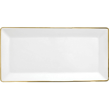 Поднос сервировочный фарфоровый, длина 40 см, PETALA GOLDEN