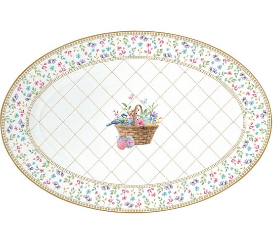 Блюдо сервировочное фарфоровое SPRING BLOOM, размер: 35x23,5 см в подарочной упаковке