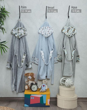 картинка Халат женский AQUA, состав: 100% хлопок, размер: S, цвет: бежевый  магазин «Аура Дома» Халат женский AQUA, состав: 100% хлопок, размер: S, цвет: бежевый