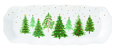 Блюдо сервировочное фарфоровое FESTIVE TREES, размер: 37x14 см в подарочной упаковке