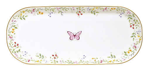 Блюдо сервировочное фарфоровое FANCY GARDEN, размер: 34x15 см в подарочной упаковке