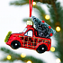 Игрушка новогодняя стеклянная  "Машинка с елкой"  диаметр 6,5 см, высота 9 см