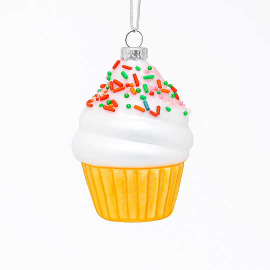 Игрушка новогодняя стеклянная "Мороженка" диаметр 6,6 см, высота 10,6 см