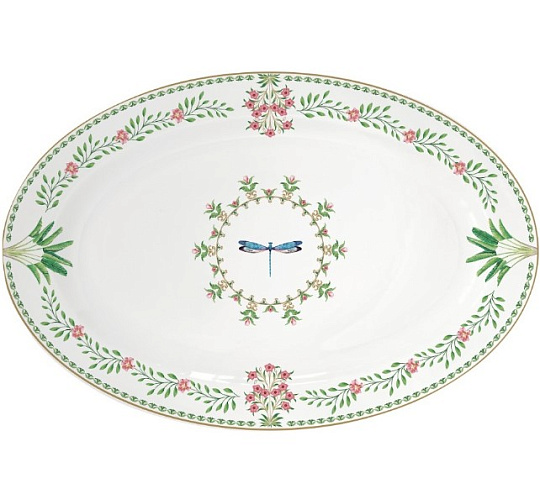Блюдо сервировочное фарфоровое BOTANIC CHIC, размер: 35x23,5 см в подарочной упаковке
