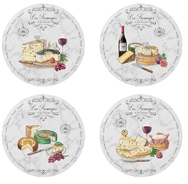 Набор блюдец фарфоровых LES FROMAGES (4 шт), д. 19 см в подарочной упаковке