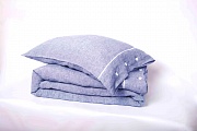 картинка Комплект постельного белья Melange (Blue/White), состав 100% лен, размер: семейный,Decoflux Decoflux магазин «Аура Дома»