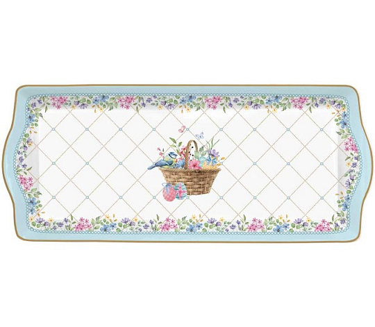 Блюдо сервировочное фарфоровое SPRING BLOOM, размер: 35x15 см в подарочной упаковке