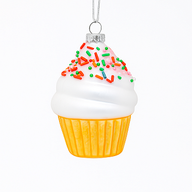 Игрушка новогодняя стеклянная  "Мороженка"  диаметр 6,6 см, высота 10,6 см