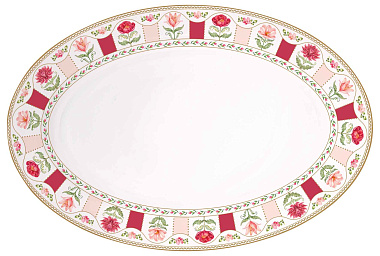 Блюдо сервировочное фарфоровое FLOWERY, размер: 35x23,5 см в подарочной упаковке