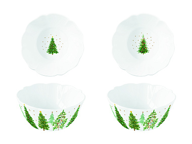 Набор салатников фарфоровых FESTIVE TREES (2 шт), д. 14 см в подарочной упаковке