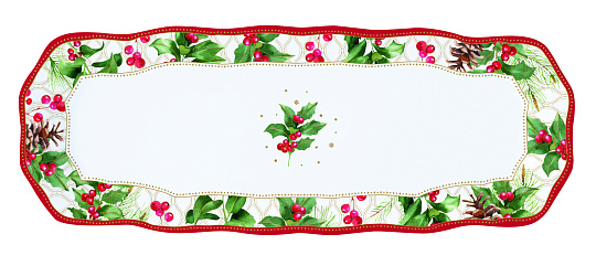 Блюдо сервировочное фарфоровое CHRISTMAS BERRIES, размер: 37x14 см в подарочной упаковке