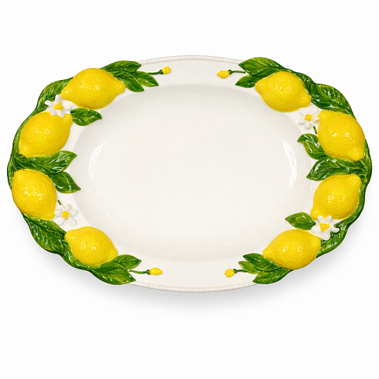 Блюдо овальное глубокое керамическое "Лимон", размер: 37х26 см