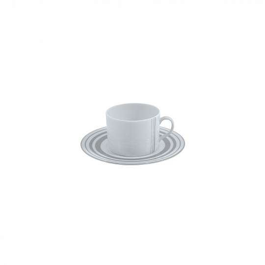 Чашка чайная (230 мл) с блюдцем (16 см), фарфор, серия SILVER STRIPES