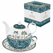 Набор фарфоровый ATMOSPHERE JUNGLE: чайник, чашка с блюдцем в подарочной упаковке Easy Life магазин «Аура Дома»