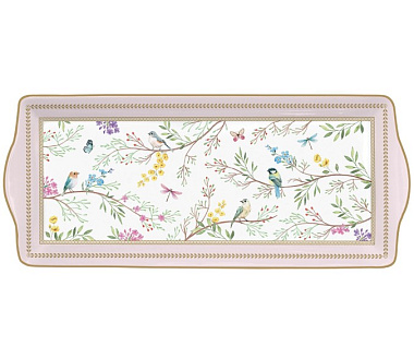 Блюдо сервировочное фарфоровое BIRDS MELODY, размер: 35x15 см в подарочной упаковке