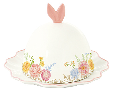 Маслёнка фарфоровая TRES JOLIE, д. 16 см в подарочной упаковке