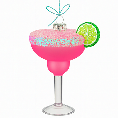 Игрушка новогодняя стеклянная  "Коктейль беллини"  диаметр 10 см, высота 12 см